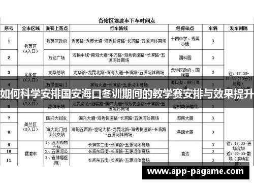 如何科学安排国安海口冬训期间的教学赛安排与效果提升