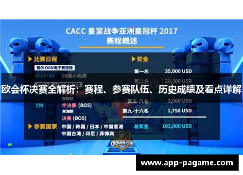 欧会杯决赛全解析：赛程、参赛队伍、历史成绩及看点详解